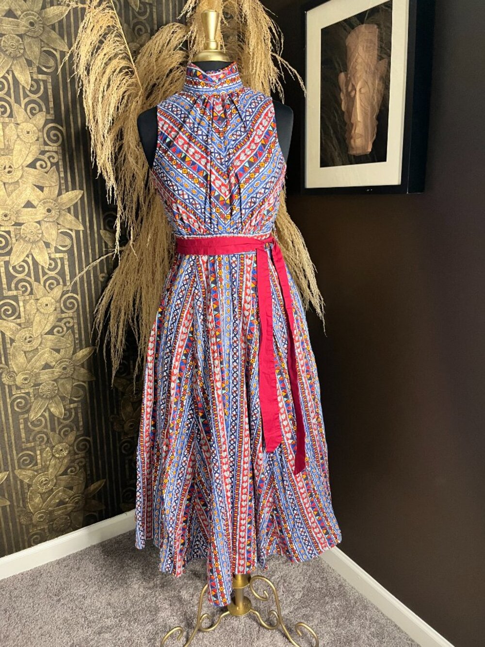 WAYWARD FANCIES afric Print Dupioni Shift Shirt Dress